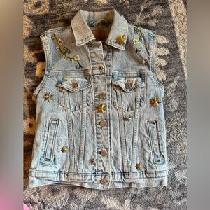 Gap Embroidered Denim Vest with Star Accents